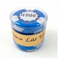 Las Vegas Casino Style Stack of 9 $1000 Blue Casino Chips